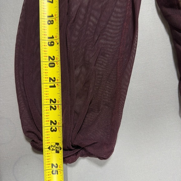 Nastygal‎ Womens Long Sleeve Ruched Mesh Bodycon Plum Burgundy Sexy Dress 8